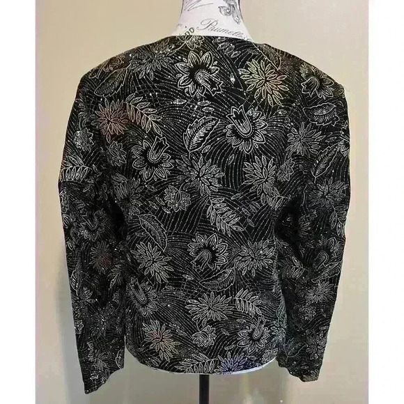 VTG Blazer Jacket 16 Black Silver Gold Sparkles Shimmer Norton McNaughton 1980s - Picture 7 of 10